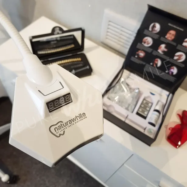 The Pure White Smile laser teeth whitening clinic in Chorley, Lancashire, offering professional treatments in a luxury boutique environment.